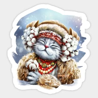 Cute winter cat Sticker